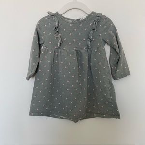 Adorable Sage Long Sleeve Toddler Dress with Ruffles